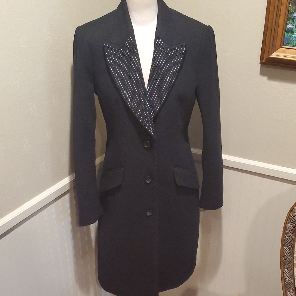 NWT Michael Kors Studded Lapel Tailored Midi Coat